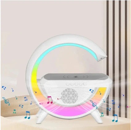 Lámpara Multifuncional con Carga Inalámbrica, Altavoz Bluetooth y Luces LED RGB